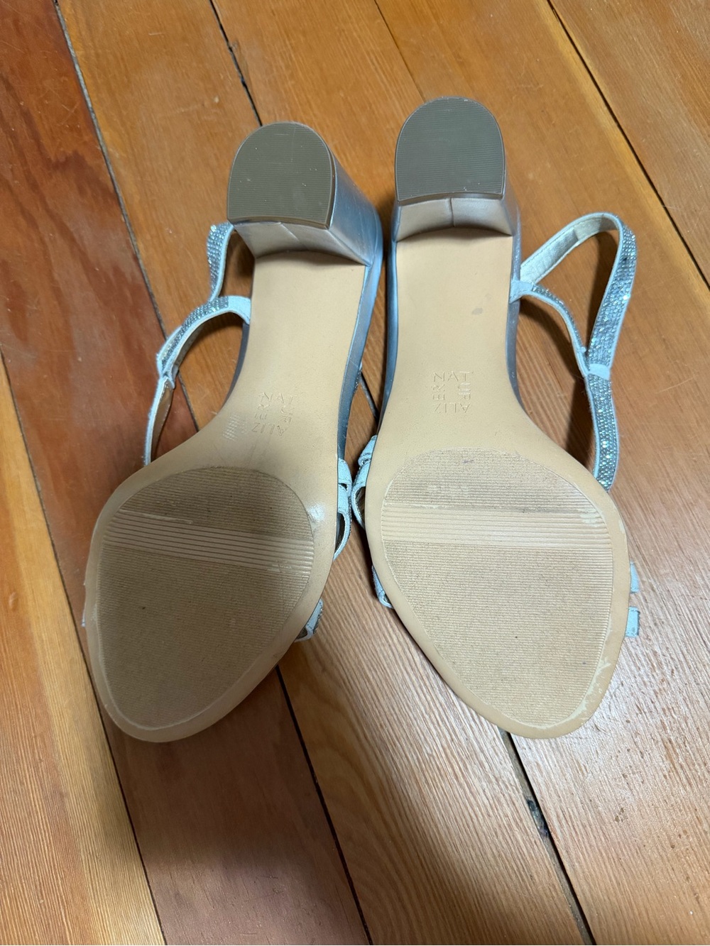 Naturalizer Silver Strappy Rhinestone Heeled Sandals - Picture 3 of 6